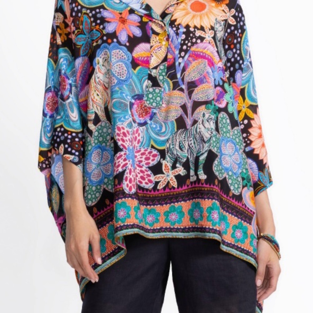 Johnny Was Silk Poncho/Tunic Top - Picture 4 of 7